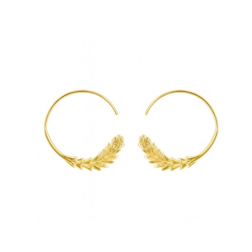 Wheat Earrings 14K Gold Plated Brass Hoop Elegant Christmas Jewelry Wholesale Holiday Gift for Women